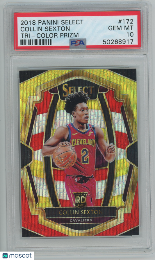 2018 Panini Select Collin Sexton ROOKIE #172 Tri Color Prizm PSA 10