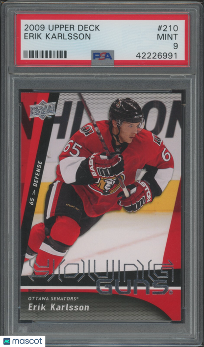 2009-10 Upper Deck- Erik Karlsson #210 - Young Guns - Rookie - YG ROOKIE - PSA 9