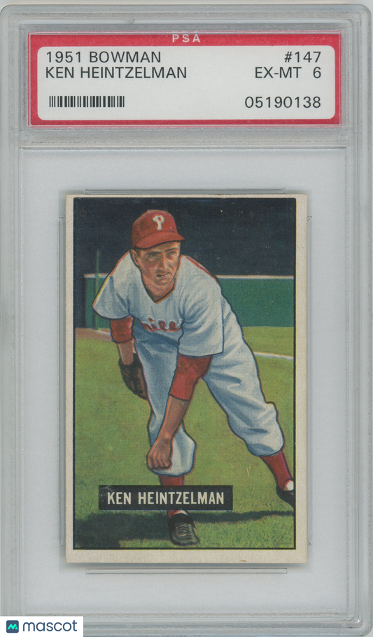 1951 Bowman #147 Ken Heintzelman Philadelphia Phillies PSA 6 EX-MT