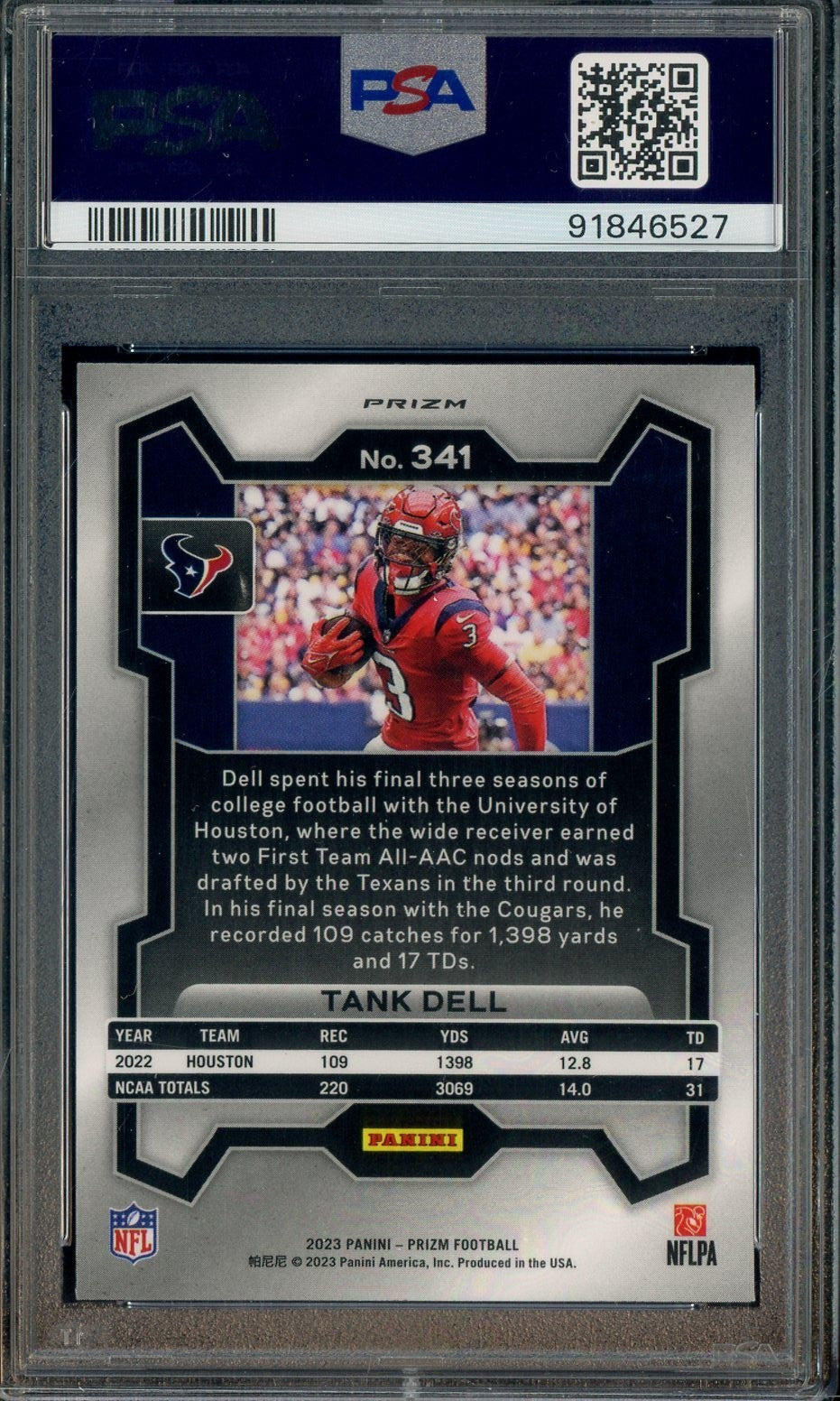 2023 Panini Prizm NFL - Tank Dell - Rookie Silver Prizm - PSA - SILVER ROOKIE