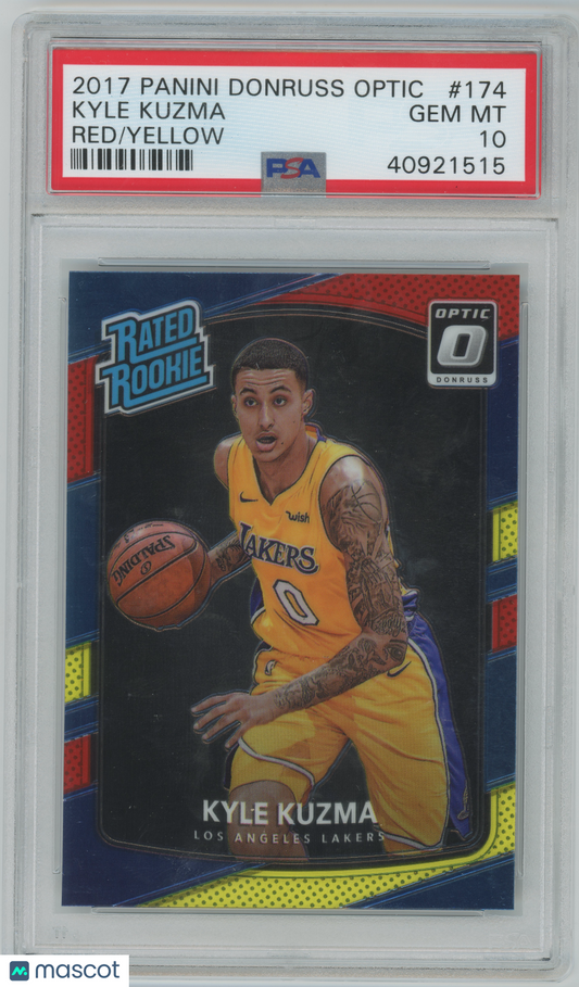 2017 Panini Donruss Optic - Kyle Kuzma #174 - ROOKIE - Red/Yellow -  PSA 10