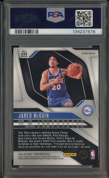 2024 Panini Prizm - Jared McCain #222 - Silver Prizm ROOKIE - PSA - ROOKIE
