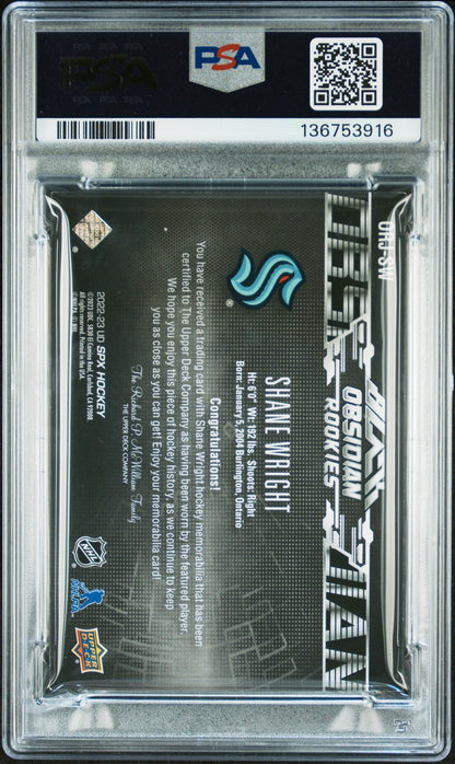 2022 SPx UD Hockey- SHANE WRIGHT - Black Obsidian Jersey /499 -ROOKIE - PSA /499