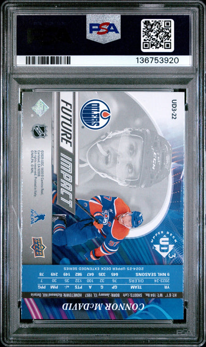 2024 Upper Deck Hockey - Connor McDavid #UD3-22 - UD3 FUTURE IMPACT - PSA