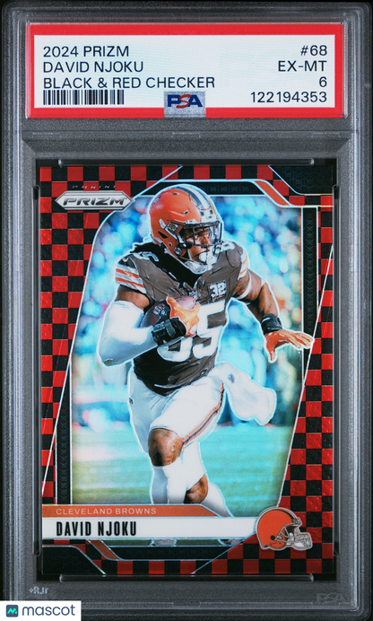 2024 Panini Prizm NFL - David Njoku #68 - BLACK & RED CHECKER - PSA