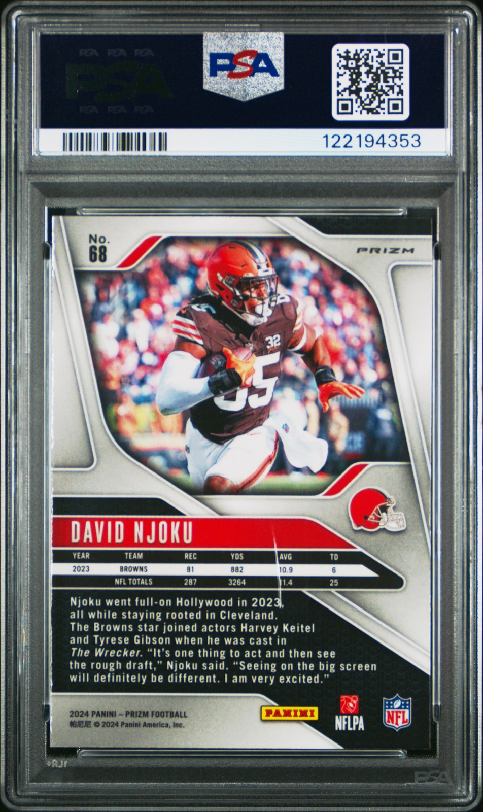 2024 Panini Prizm NFL - David Njoku #68 - BLACK & RED CHECKER - PSA