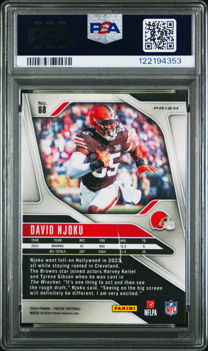 2024 Panini Prizm NFL - David Njoku #68 - BLACK & RED CHECKER - PSA