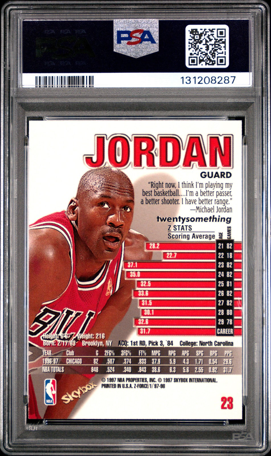 1997 Skybox NBA Z-FORCE - Michael Jordan #23 - PSA 7