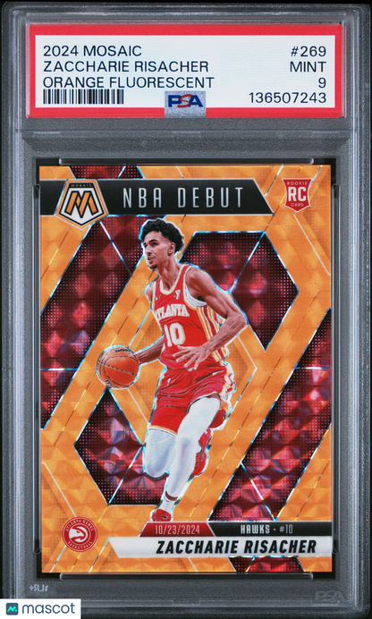 2024 Mosaic - Zaccharie Risacher - Orange Fluoresescent /25 - PSA - ROOKIE /25