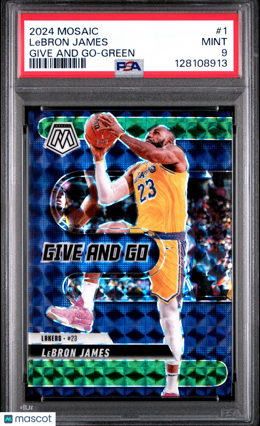 2024 Panini Mosaic NBA - LeBRON JAMES #1 - GIVE AND GO - GREEN - PSA