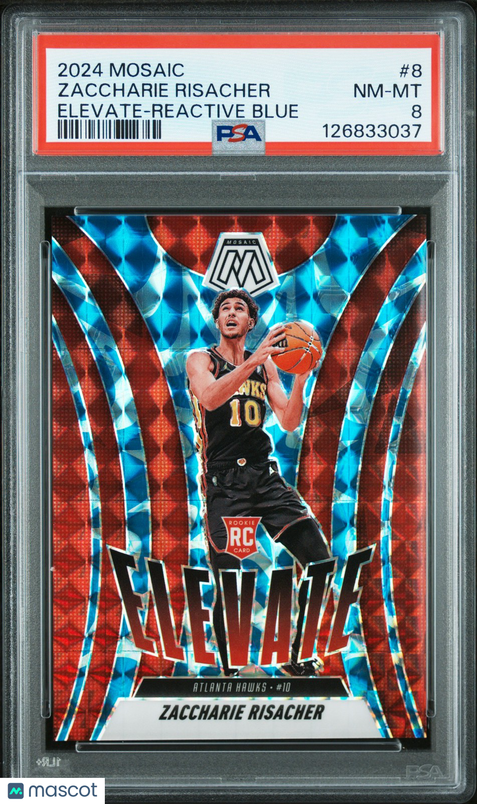 2024 Mosaic- Zaccharie Risacher - Elevate - Reactive Blue /99 - ROOKIE - PSA /99
