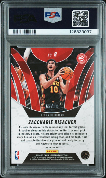 2024 Mosaic- Zaccharie Risacher - Elevate - Reactive Blue /99 - ROOKIE - PSA /99