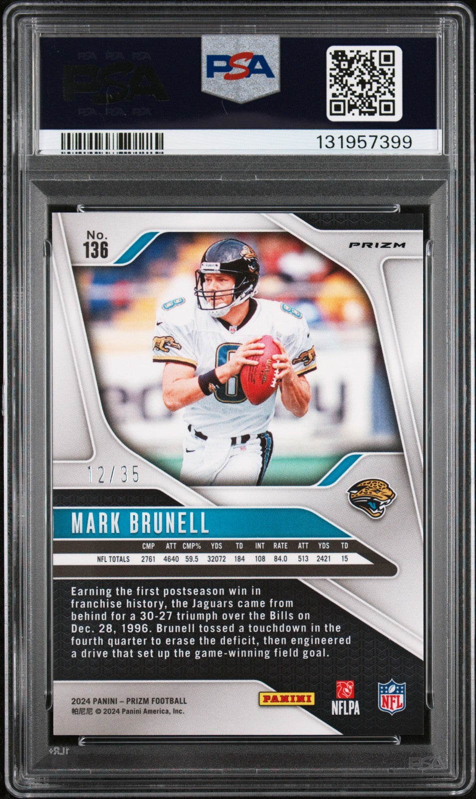 2024 Panini Prizm NFL - Mark Brunell #136 - White Prizm /35 - PSA - White /35