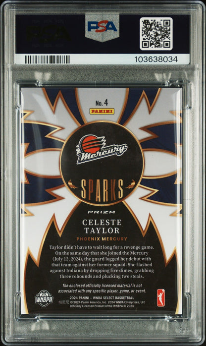 2024 Panini Select WNBA - Celeste Taylor #4 - SPARKS MEMORABILIA - PSA - ROOKIE