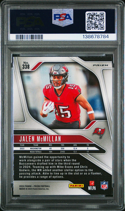 2024 Panini Prizm NFL - Jalen McMillian #338 - ROOKIE - Silver Prizm - PSA