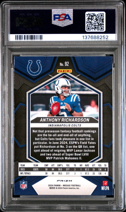 2024 Mosaic - Anthony Richardson - WHITE SPARKLE SSP - PSA - White Sparkle SSP