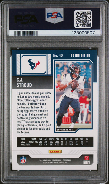 2023 Panini Contenders - CJ Stroud - Div Tix /149 - Rookie - PSA - ROOKIE /149