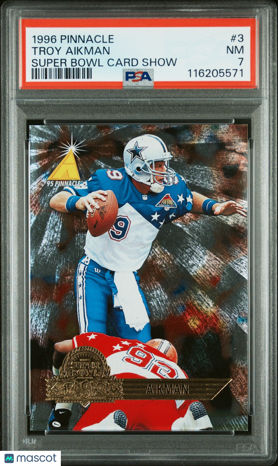 1996 Pinnacle NFL - TROY AIKMAN #3 -  SUPER BOWL CARD SHOW - PSA