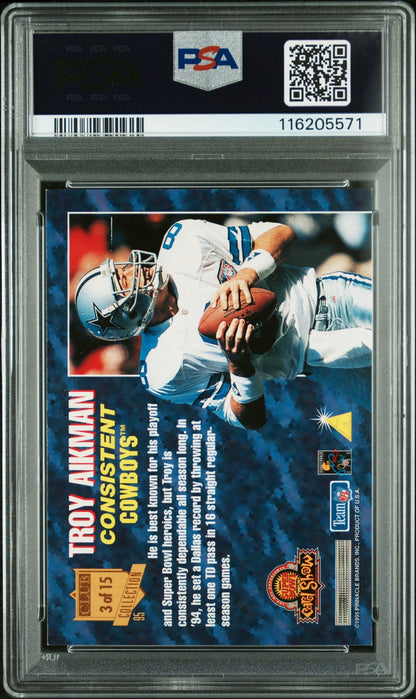 1996 Pinnacle NFL - TROY AIKMAN #3 -  SUPER BOWL CARD SHOW - PSA