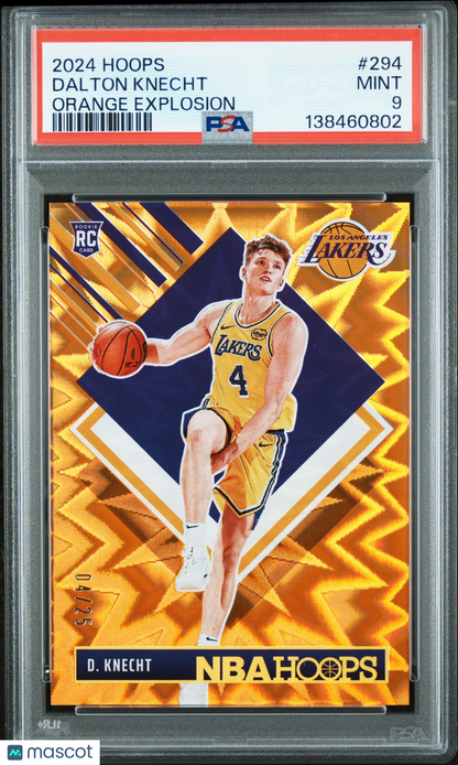 2024 Panini NBA Hoops - Dalton Knecht - Orange Explosion /25 - PSA - ROOKIE /25