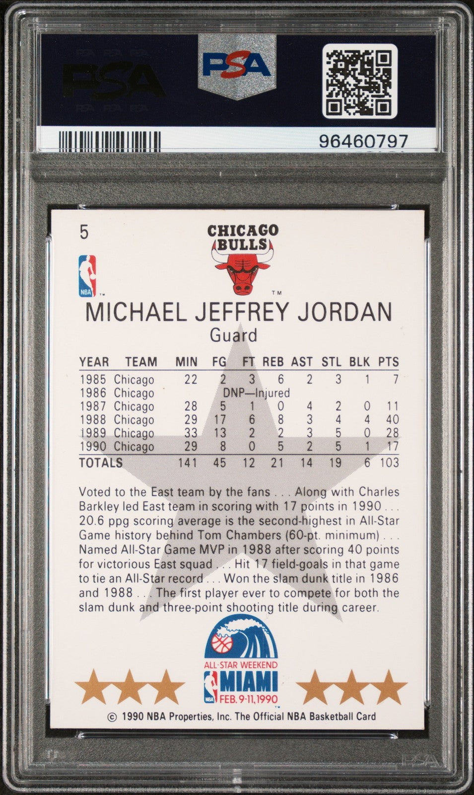 1990 HOOPS NBA - Michael Jordan #5 - ALL-STAR - PSA