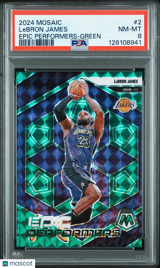 2024 Panini Mosaic NBA - LeBRON JAMES #2 - EPIC PERFORMERS - GREEN - PSA