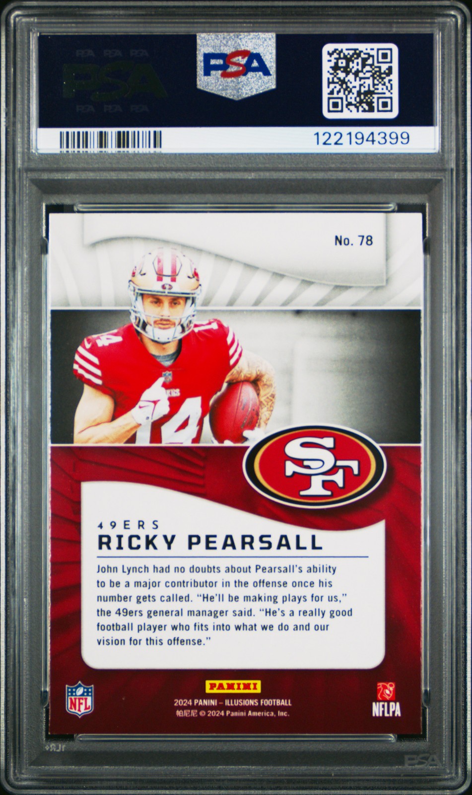2024 Panini Illusions NFL - Ricky Pearsall #78 - EMERALD ROOKIE - PSA - ROOKIE