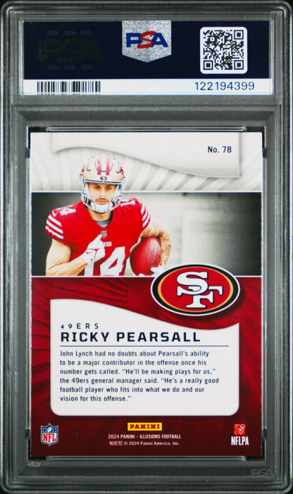 2024 Panini Illusions NFL - Ricky Pearsall #78 - EMERALD ROOKIE - PSA - ROOKIE