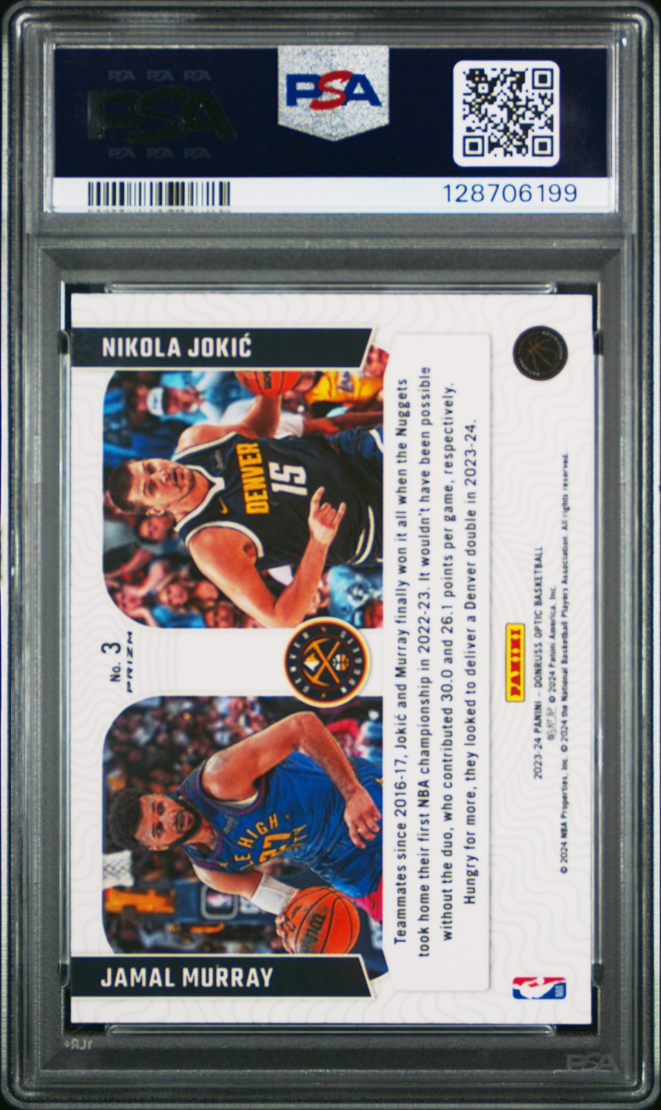 2023 Optic - Jamal Murray Nikola Jokić #3 - OPTICAL ILLUSIONS - PURPLE - PSA