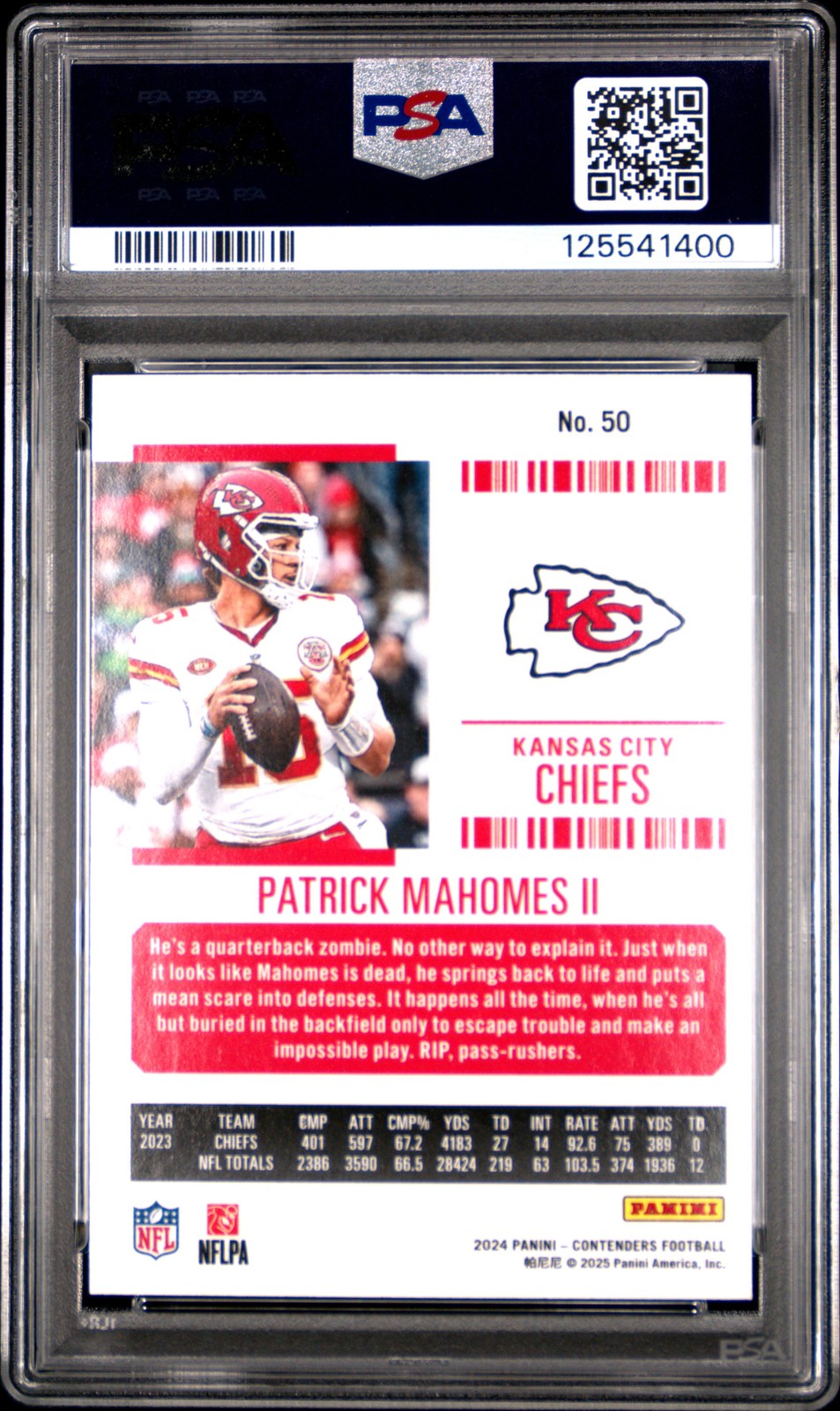 2024 Panini Contenders NFL - Patrick Mahomes II #50 - RETAIL - PSA