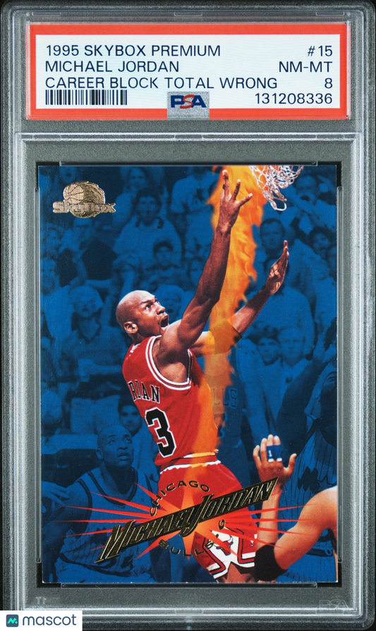 1995 Skybox Premium NBA - Michael Jordan #15 - CAREER BLOCK TOTAL WRONG - PSA 8