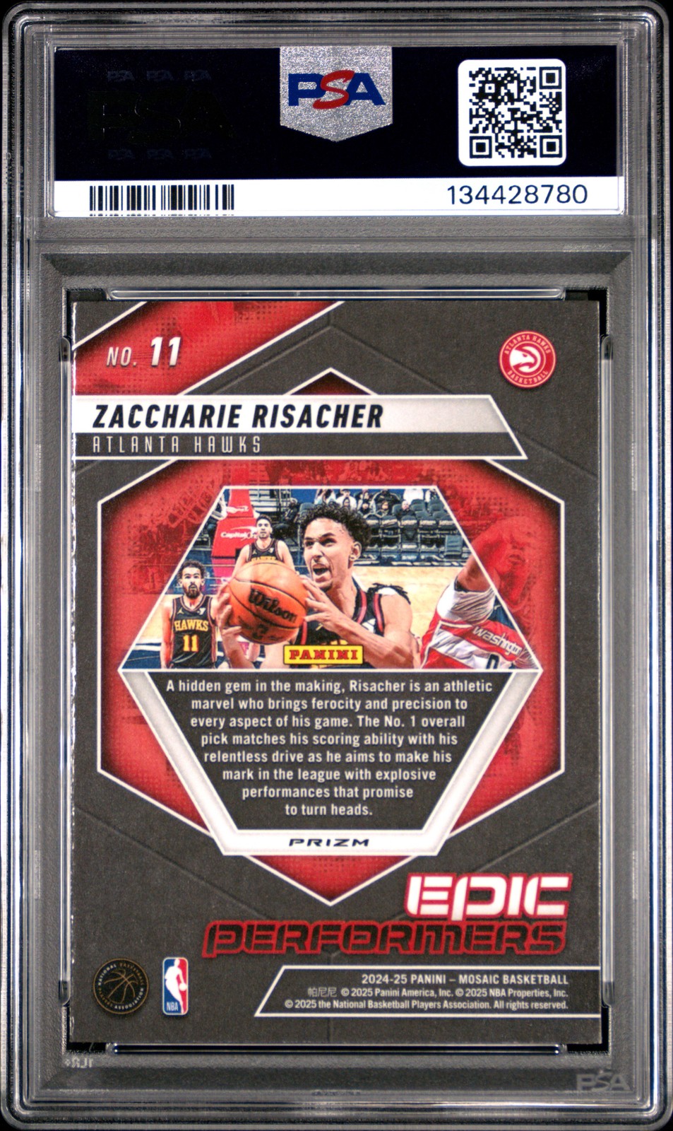 2024 Mosaic - Zaccharie Risacher #11 - EPIC PERFORMERS - GREEN - PSA - ROOKIE