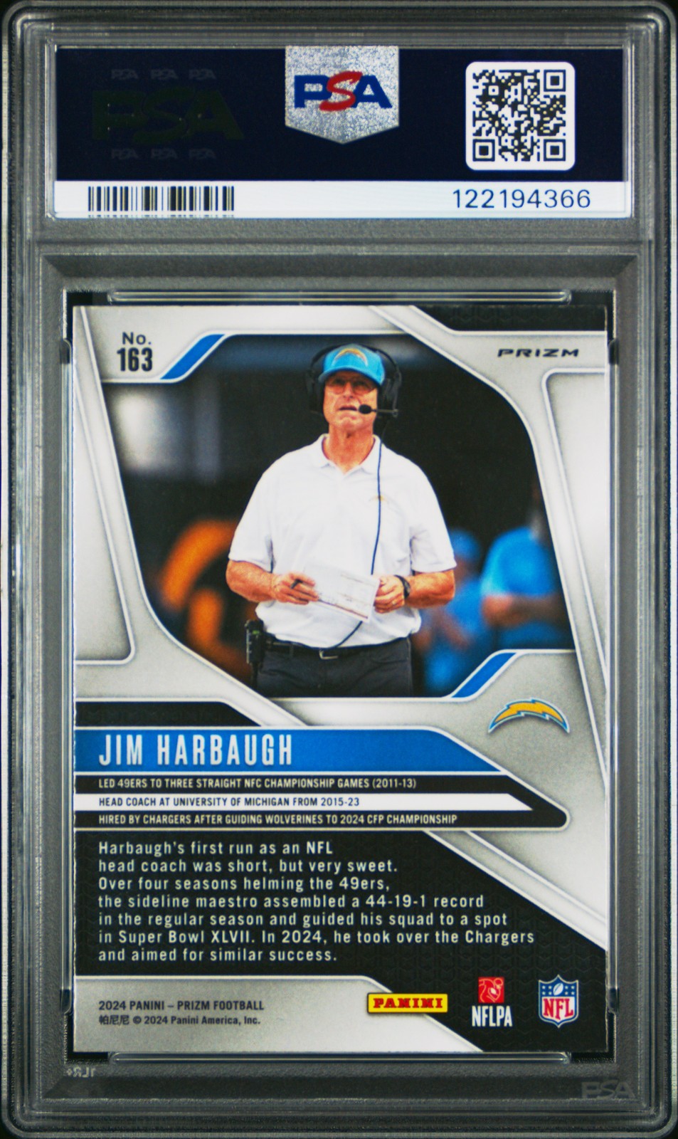 2024 Panini Prizm NFL - Jim Harbaugh - Orange Lazer Prizm - PSA - Orange Lazers