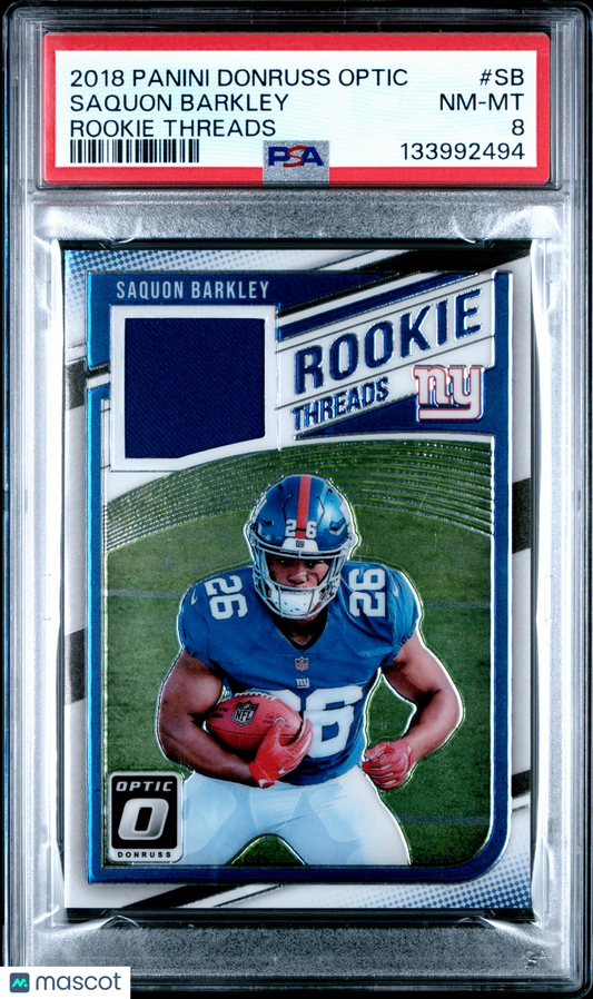 2018 Panini Donruss Optic - SAQUON BARKLEY - ROOKIE THREADS - Player Worn - PSA