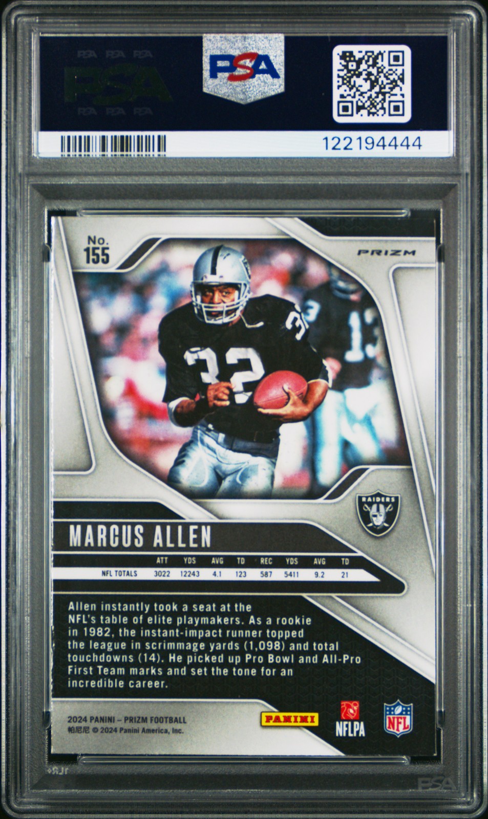 2024 Panini Prizm NFL - Marcus Allen #155 - Red Sparkle - PSA