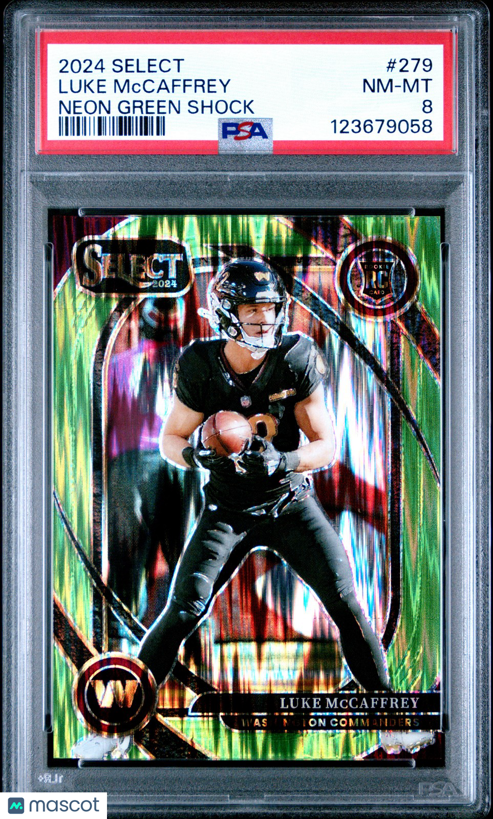 2024 Panini Select- Luke McCaffrey - NEON GREEN SHOCK /499 - Rookie - PSA - /499