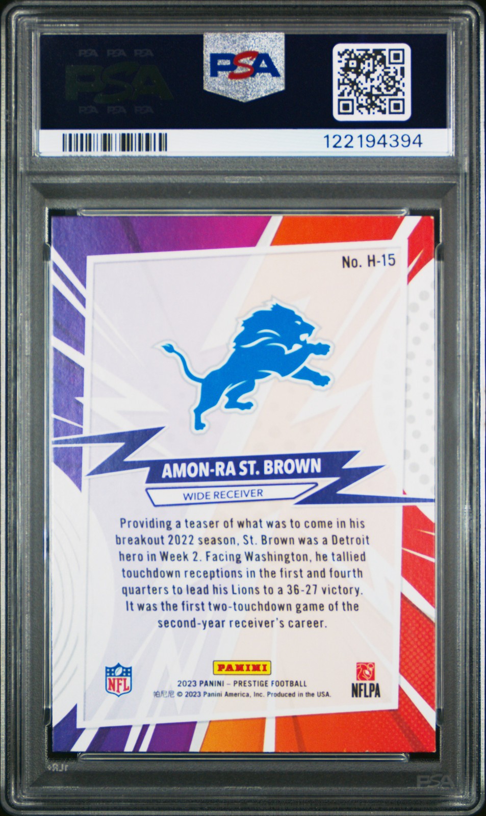 2023 Panini Prestige NFL - Amon-Ra St. Brown #H15 - HEROES - PSA - Amon-Ra