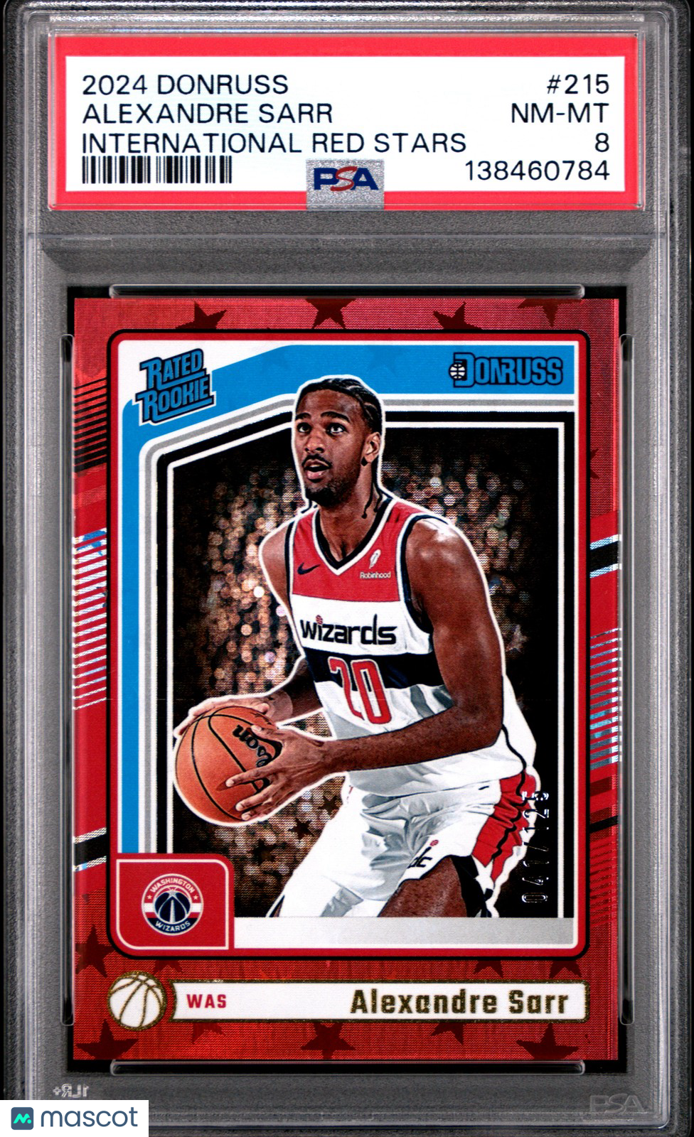 2024 Donruss - Alexandre Sarr #215 - RED STARS /125 - ROOKIE - PSA - ROOKIE /125