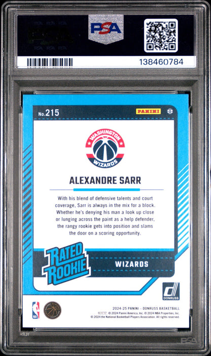 2024 Donruss - Alexandre Sarr #215 - RED STARS /125 - ROOKIE - PSA - ROOKIE /125