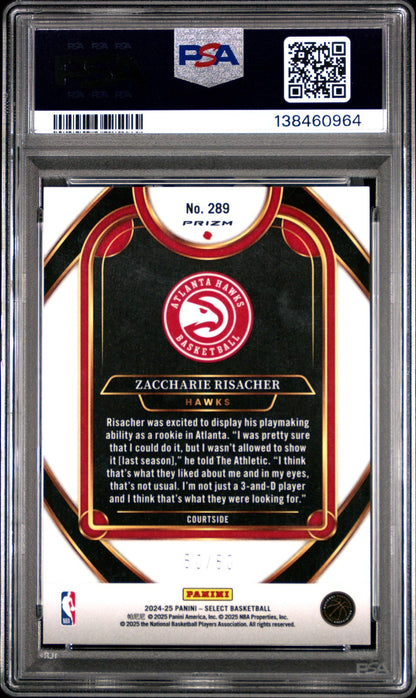 2024 Panini Select- Zaccharie Risacher- ROOKIE - Green Wave 50/50 - PSA - ROOKIE