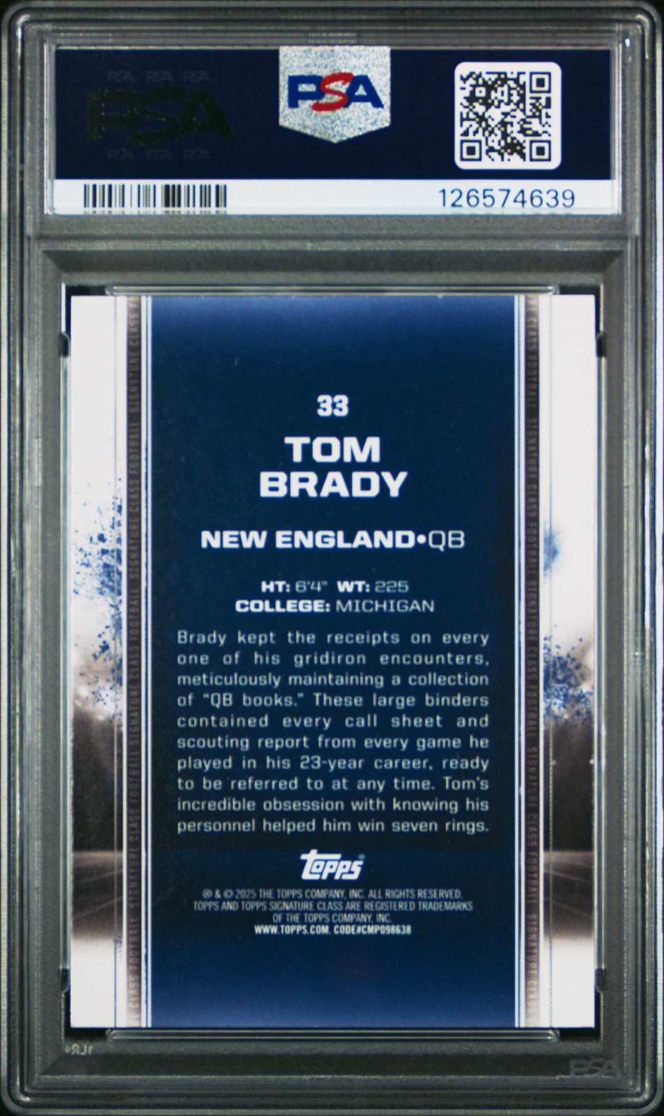 2024 Topps Signature Class NFL - Tom Brady #33 - PSA 8