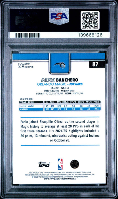 2025 TOPPS NBA - Paolo Banchero #87 - BLUE RAINBOW /150 - PSA - /150