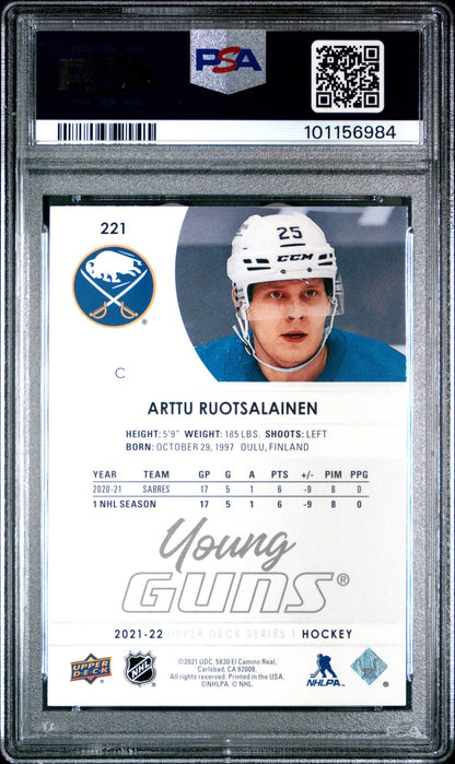 2021 Upper Deck Hockey - ARTTU RUOTSALAINEN #221 - Young Guns ROOKIE - PSA