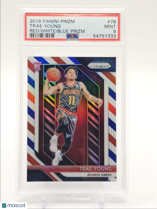 2018 Panini Prizm NBA - Trae Young #78 - Red White Blue Rookie - PSA - ROOKIE