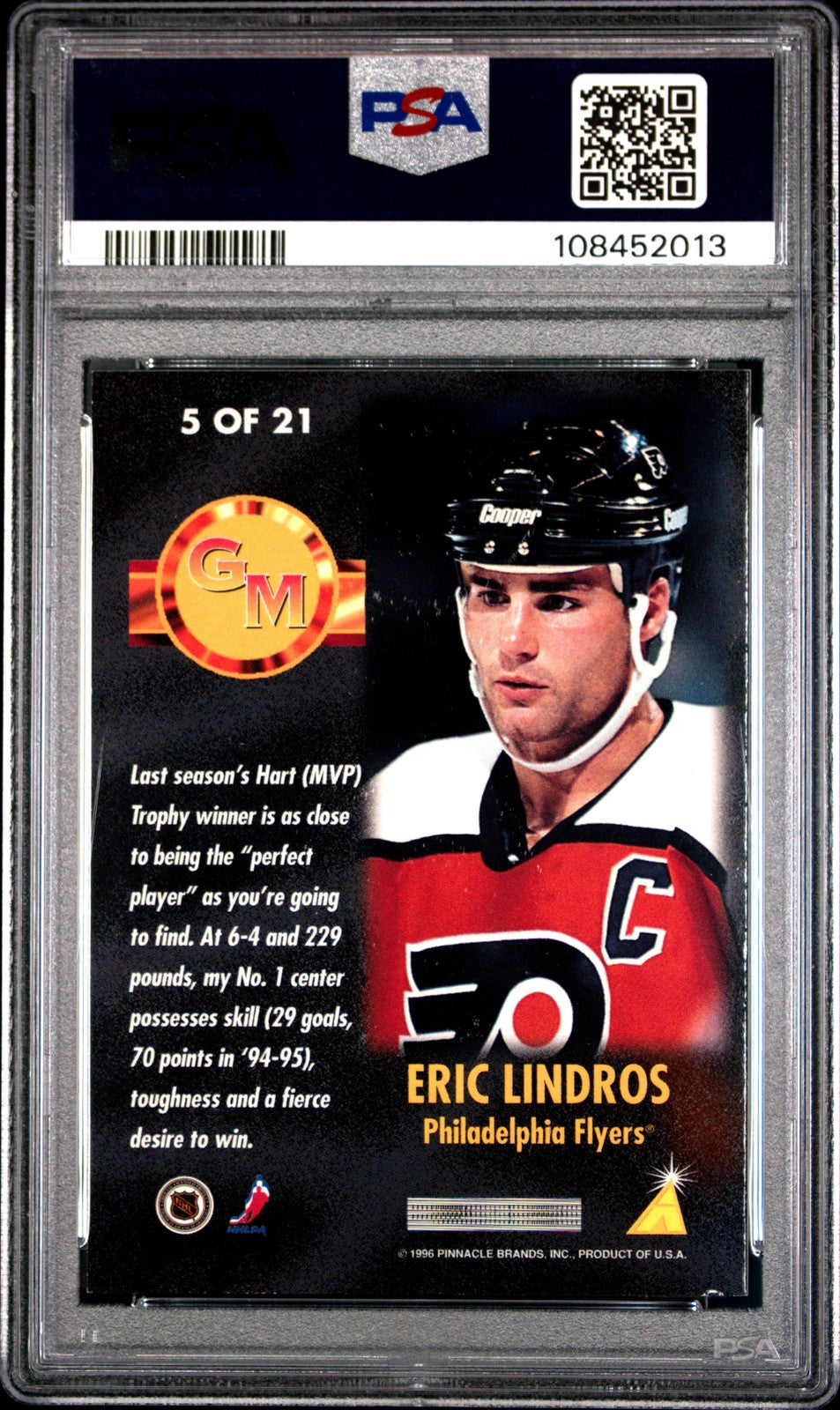 1995 Summit Hockey - ERIC LINDROS #5 -  GM'S CHOICE - PSA