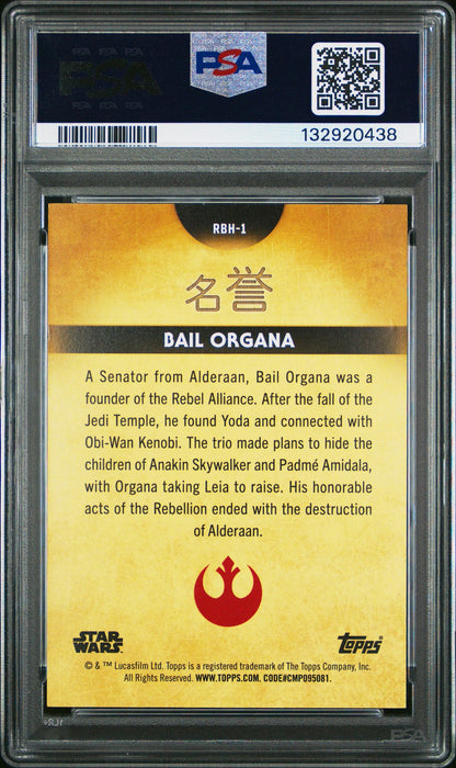 2025 Star Wars MEIYO - Bail Organa - Rebel Honor - PURPLE FOIL /99 - PSA - /99