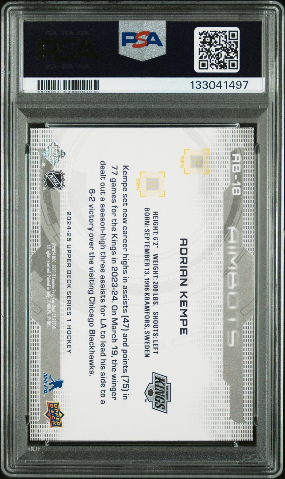 2024 Upper Deck Hockey - ADRIAN KEMPE #AB18 -  AIMBOT - PSA