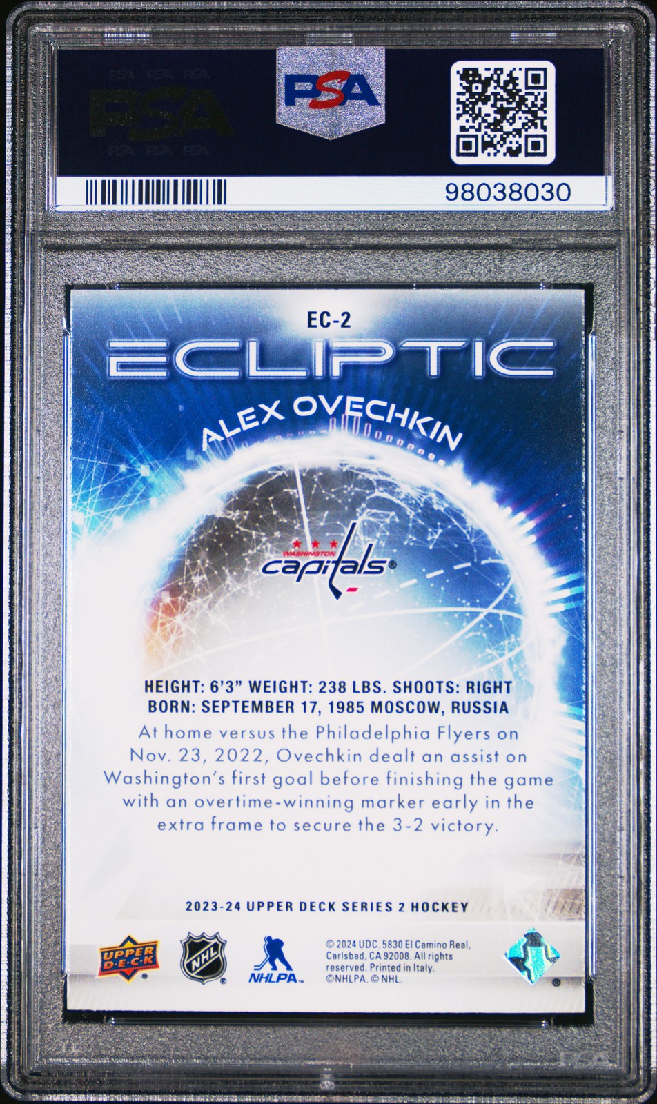 2023 Upper Deck Hockey - ALEX OVECHKIN #EC2 -  ECLIPTIC - PSA