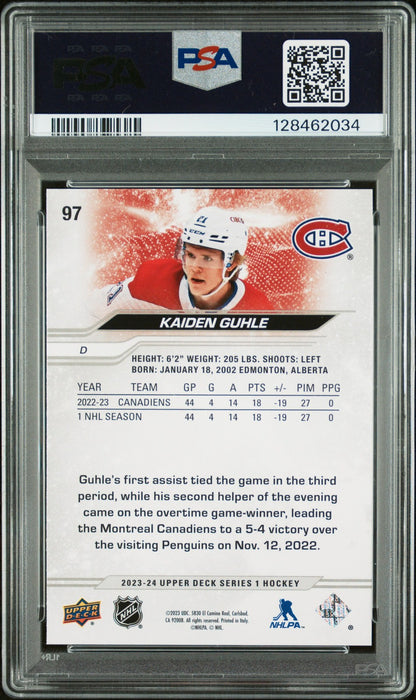 2023 Upper Deck Hockey - KAIDEN GUHLE #97 - OUTBURST - PSA - Silver Outburst