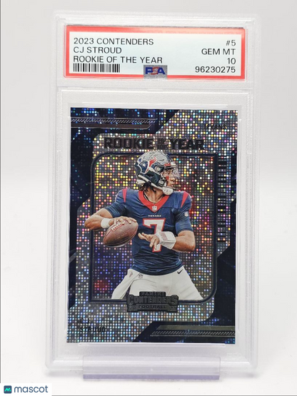 2023 Contenders NFL - C.J. STROUD #5 - ROOKIE OF THE YEAR - PSA 10